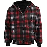TanBridge Plaid Flannel Hoodie Sherpa Fleece Lined Shirt Jacket Cotton Hoodies Zip Up Winter Warm Coat
