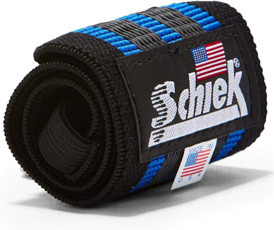Schiek Sports Blue Line Heavy Duty Rubber Reinforced Wrist Wraps -18"-Black/Blue : Sports & Outdoors