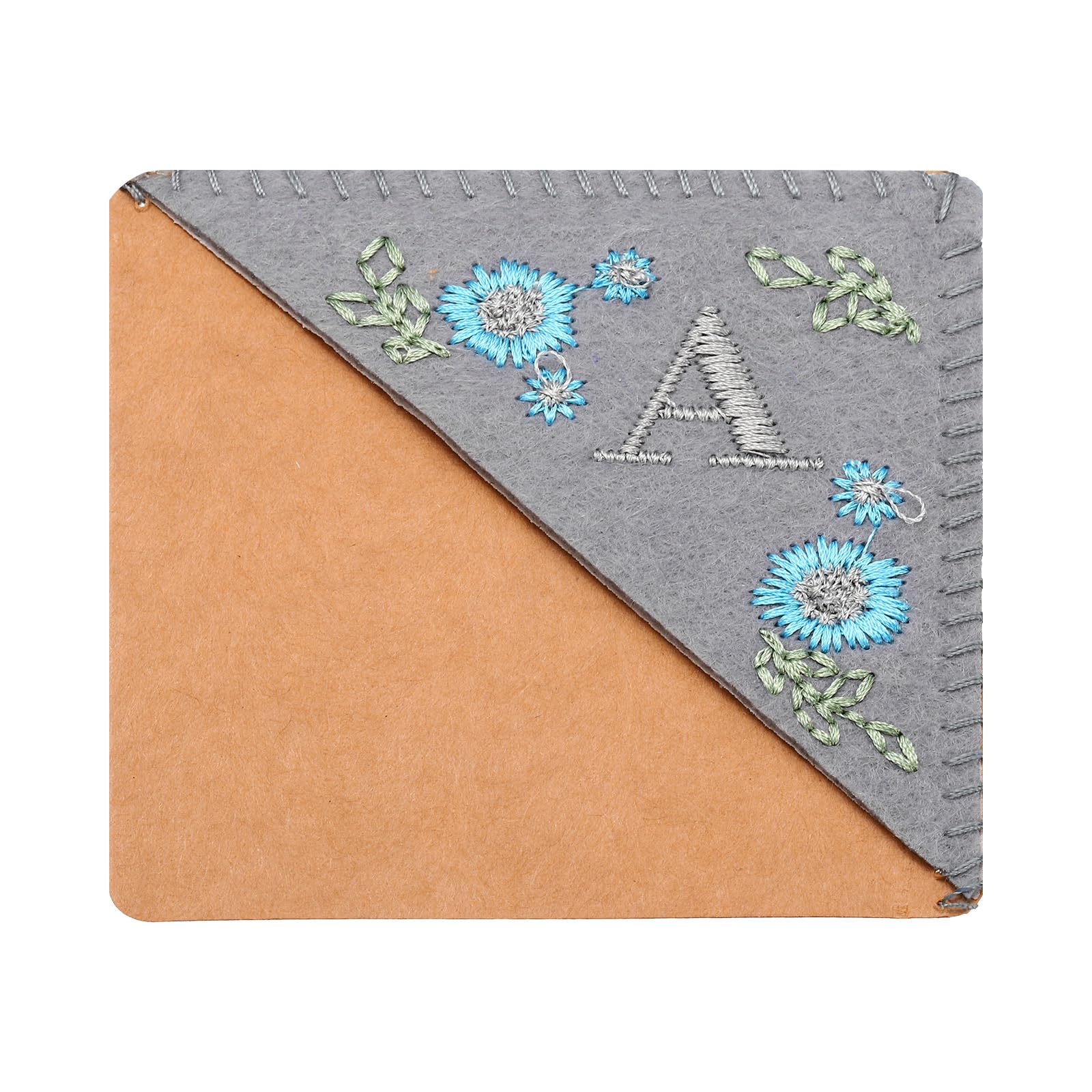 PATIKIL Personalized Embroidered Corner Bookmark, Cute Flower Felt Stitched Triangle Book Mark Page Marker for Women Men Book Lovers Teachers, Grey, Letter a — image 1