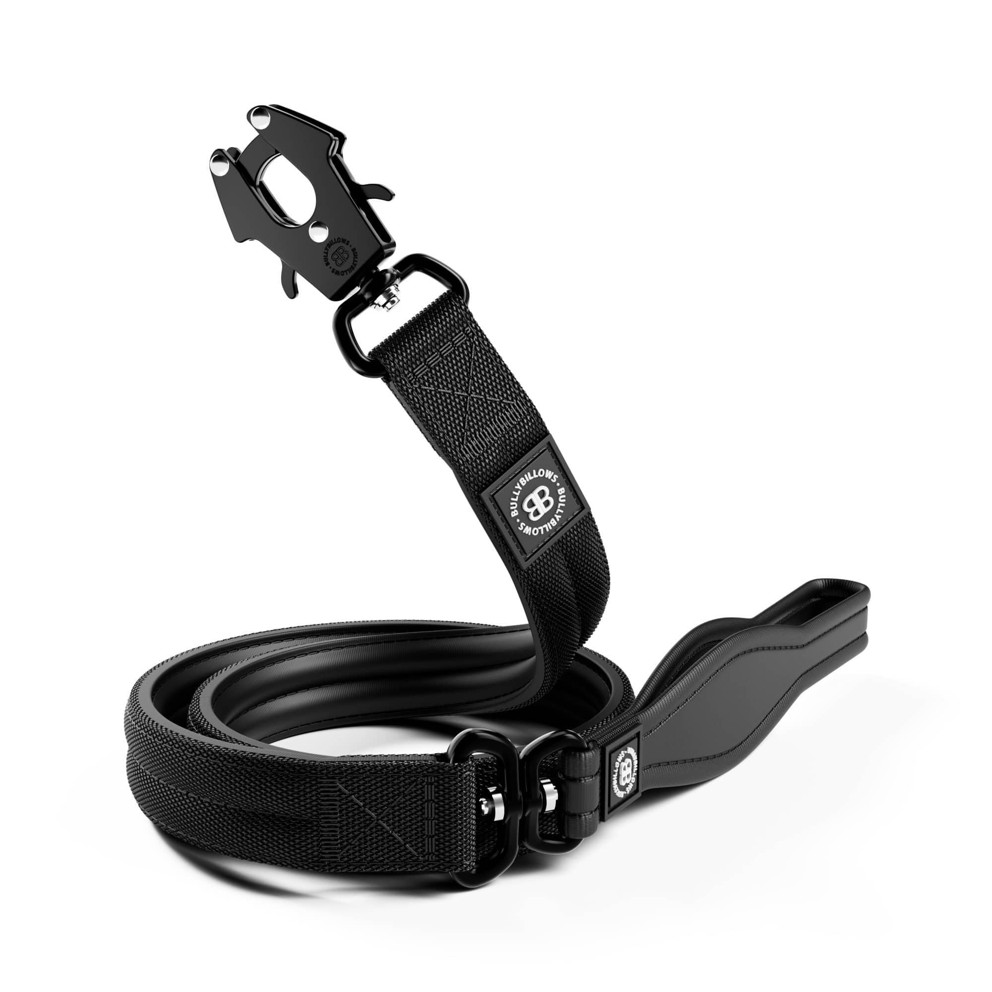 BullyBillows 1.2m Mini Combat Collar Lead | Stainless Steel Dog Lead | Suitable For All Dog Breeds | Neoprene Dog Lead With Soft Handle & Pressure Tested Clip | Black & Orange