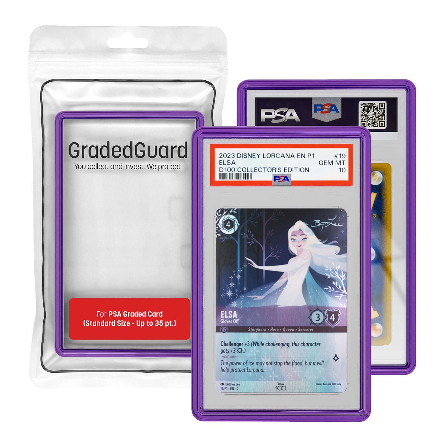 Graded Card Guard Case for Standard PSA Slab Case | Transparent Deep Colors | High Gloss Finish | Stackable | Made to Fit PSA | Solid TPU and PC Design (Amethyst)