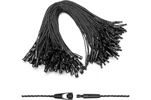 EUSOAR Tag String, 5.9" 100Pcs Nylon Hang Tag Fasteners with Security Loop Pin Tie Fast to Attach Clothing Shoes Snap Lock Price Hanging Tags Rope for Retail Store Boutique-Black