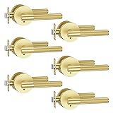 Asidrama 6 Pack Privacy Gold Door Handles, Door