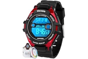 Viecaeio Kids Digital Watch for Boys Girls, Waterproof LED Colorful Lights Sports Watch Suitable for 5-17 Years Old Teenagers (with Gift Box)