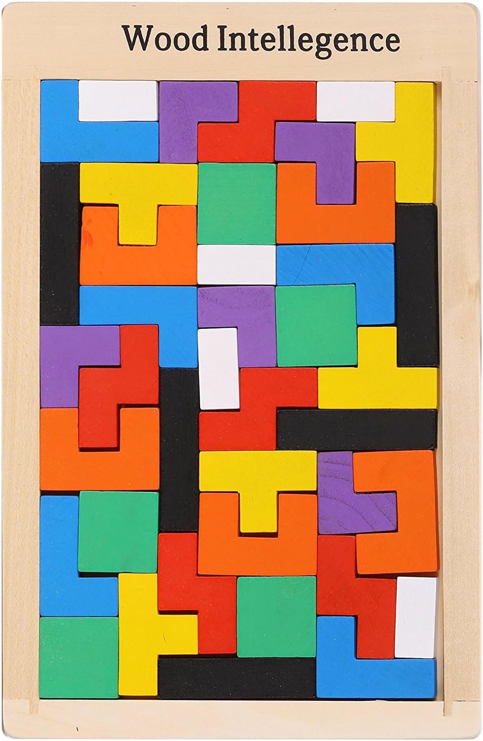 Irady Colorful Wooden Puzzles Toys, Early Education Teaser Tangram Jigsaw Tetris Puzzle Upgraded Toy for Preschool Imagination Intellectual Education (40 Pieces)