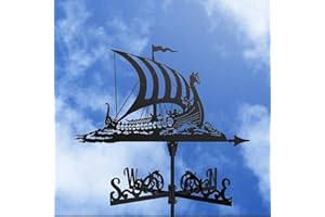 HEALT Stainless Steel Weathervanes-European Art Weather Wind Vane for Outside Yard,Decorative Wind Wheel with Stake for Villa Garden Patio Roof (03_Ship)