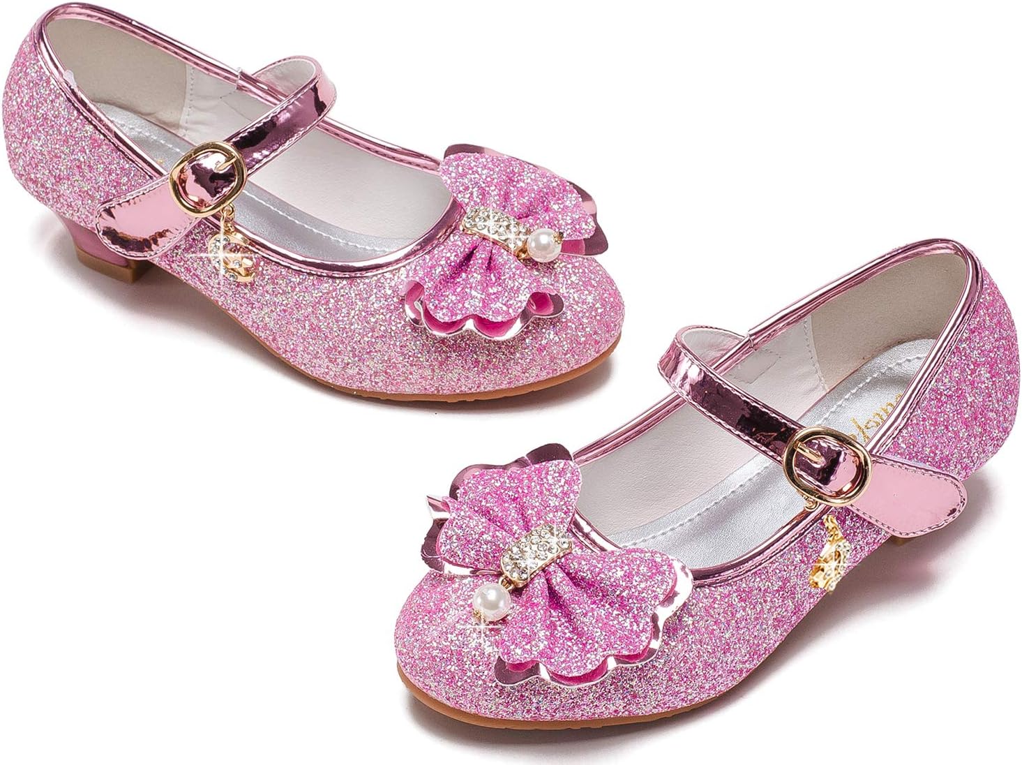 Walofou Flower Girls Dress Wedding Party Bridesmaids Heel Mary Jane Princess Shoes