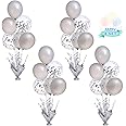 8-Set Balloon Table Centerpieces - 4 Blue & 4 Silver Balloon Decor For Parties & Events