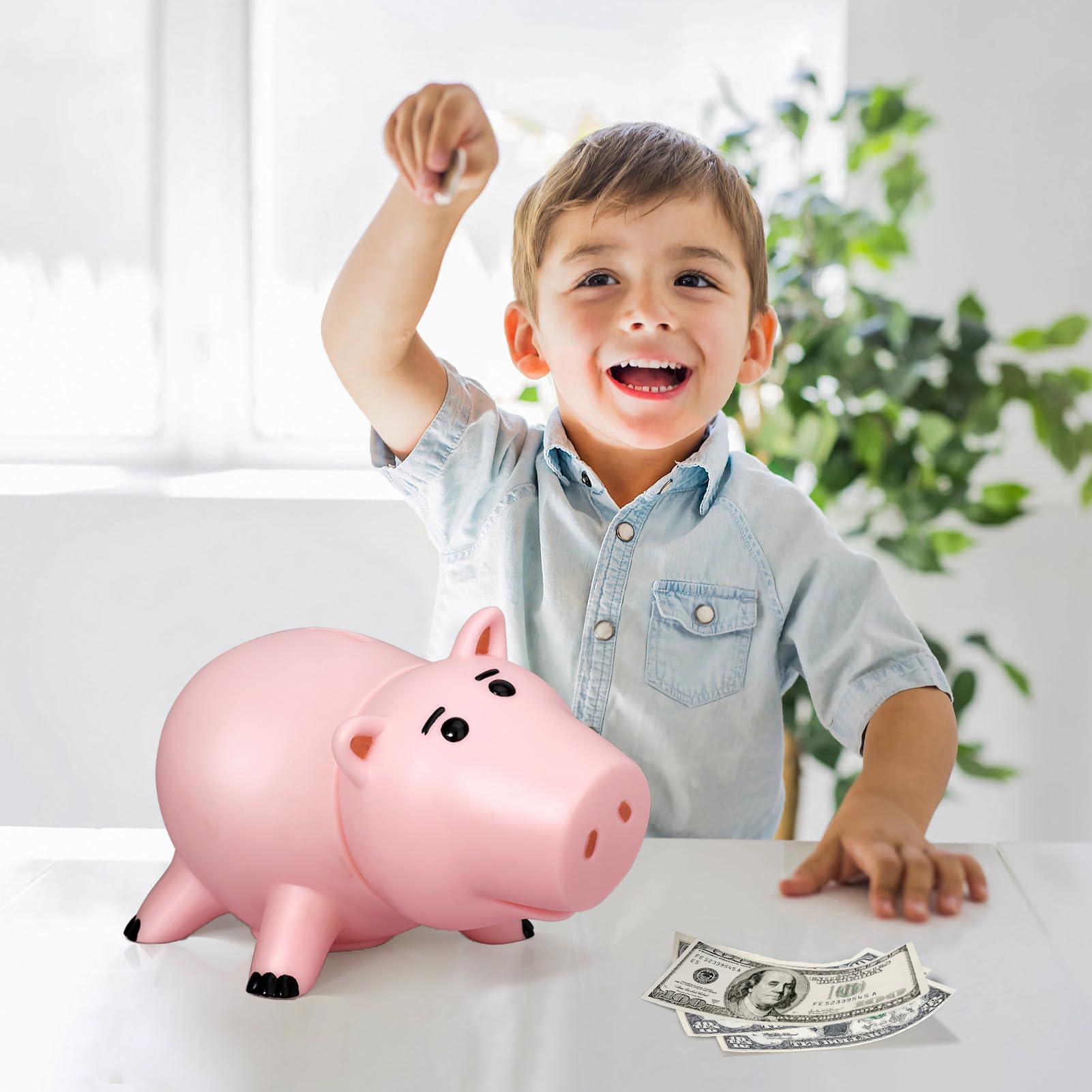 Hamm Piggy Bank Cute Pink Pig Money Box Plastic Saving Coin Box with Color Package Money Bank Great Gift Toy for Kid Children Girls Boys