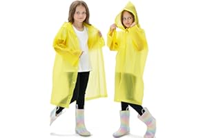HOOMBOOM 2 Pack Waterproof Raincoats for Kids Reusable,EVA Rain Ponchos Emergency Rain Jacket for Children, Boys and Girls