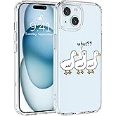 JOYLAND Duck Phone Case for iPhone 16 Pro Clear Case Funny Animal Design Soft TPU Bumper Acrylic Hard Back Shockproof Protective Bumper Slim Cover for iPhone 16 Pro 6.3 Inch