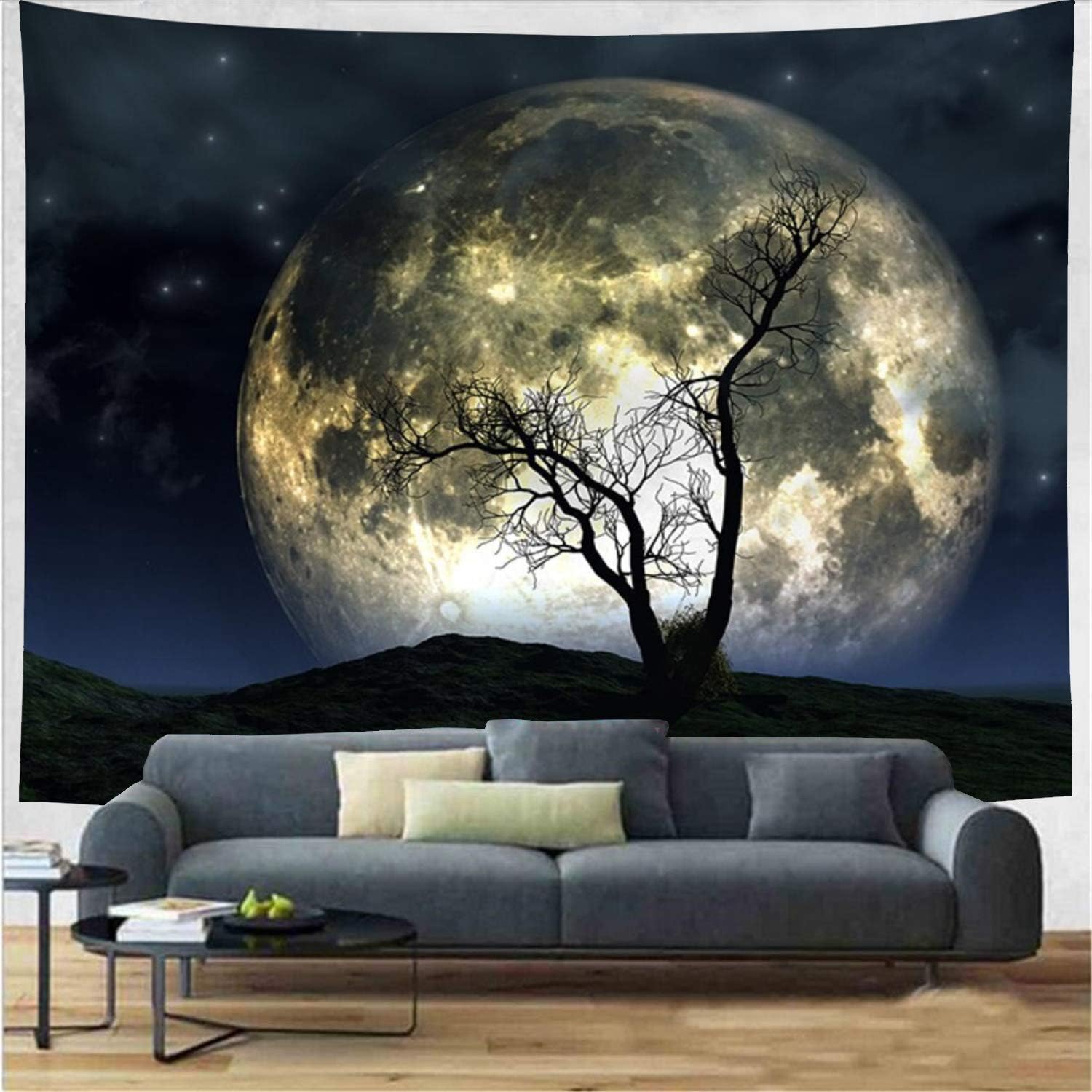 Galoker Moon Tapestry Galaxy Tapestry Tree Tapestry Starry Sky Tapestry Mystic Psychedelic Art Tapestry Wall Hanging for Home Decor(H51.2×W59.1 inches): Everything Else