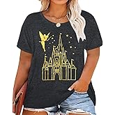 Plus Size Magical Shirt for Women Magic Kingdom Tshirt Castle Graphic Tee Family Vacation Short Sleeve Tie Dye Tops