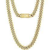 KRKC&CO Cuban Link Chain for Men 8/10/12/14mm, Brithday Gift for Men, 18k Gold Miami Necklace, Durable, Anti-Allergies Hip Hop Jewelry for Mens