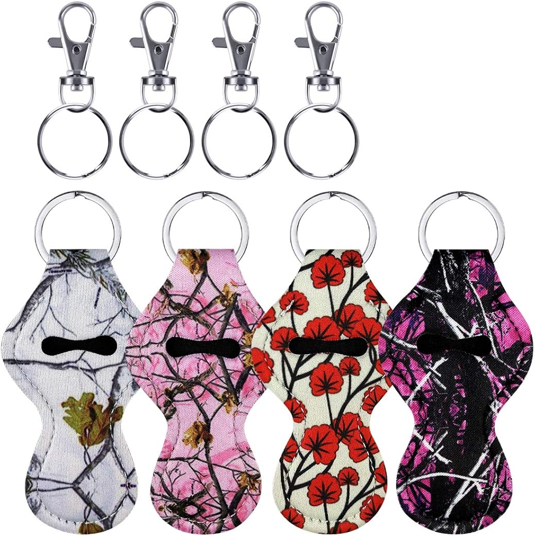 4pcs Lipstick Balm Holder Keychains Neoprene Chapstick Holder Keychain