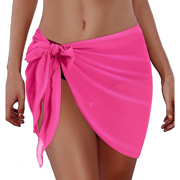 Pareo/Sarong Rosa Corto Taglia Unica, Copricostume Da Spiaggia In Morbido Tessuto, Island Wear
