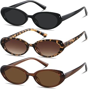 LYZOIT Retro Oval Sunglasses Womens Vintage 90s Chic Small Fashion Round | LYZOIT Plastic Frame UV400 Protection Ladies Sun G