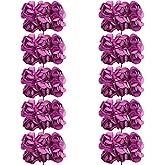 CCINEE 144pcs Mini Paper Flowers, 30mm Mulberry Paper 1.2" Artificial Rose Flower with Stem for DIY Crafts Projects Scrapbooking Wedding Decorations (Purple)