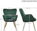 Yaheetech Modern Velvet Tub Chair Green with Curved Back and Gold Legs view 3