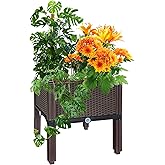 Santasy Raised Box Planter, 16x16x17.3 inches, Polypropylene, Outdoor Plants, Herbs, Flowers, Vegetables, Tomato, Weather Res
