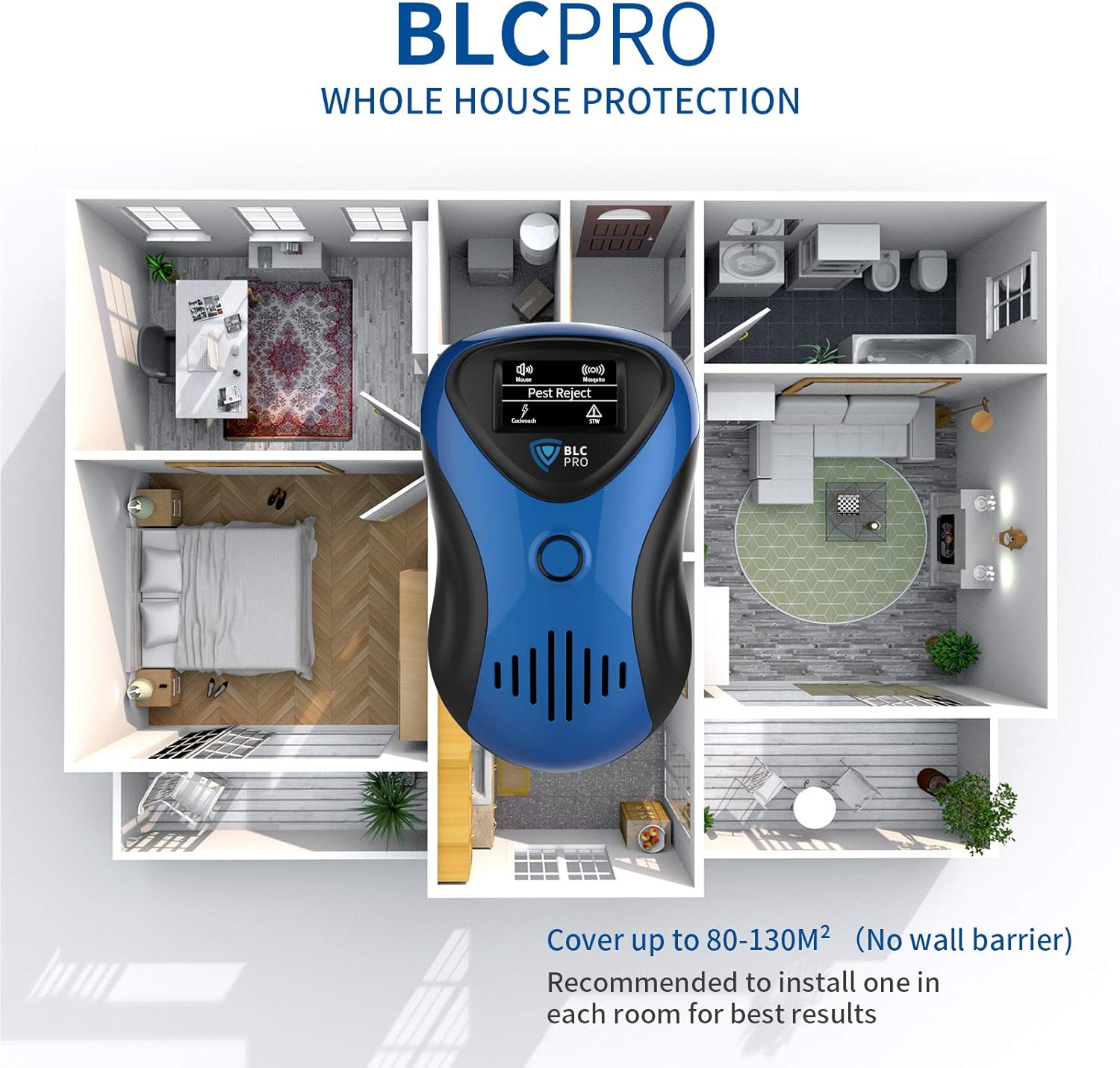 BLCPRO Ultrasonic Pest Repeller, 4 Modes Electronic Mosquito Repellent Plug in Indoor Pest Control for Insect, Rats, Mice, Cockroaches, Spider, Mite, Bug, Ants - Baby and Pet Safe[2020 PRO Version] : Garden & Outdoor