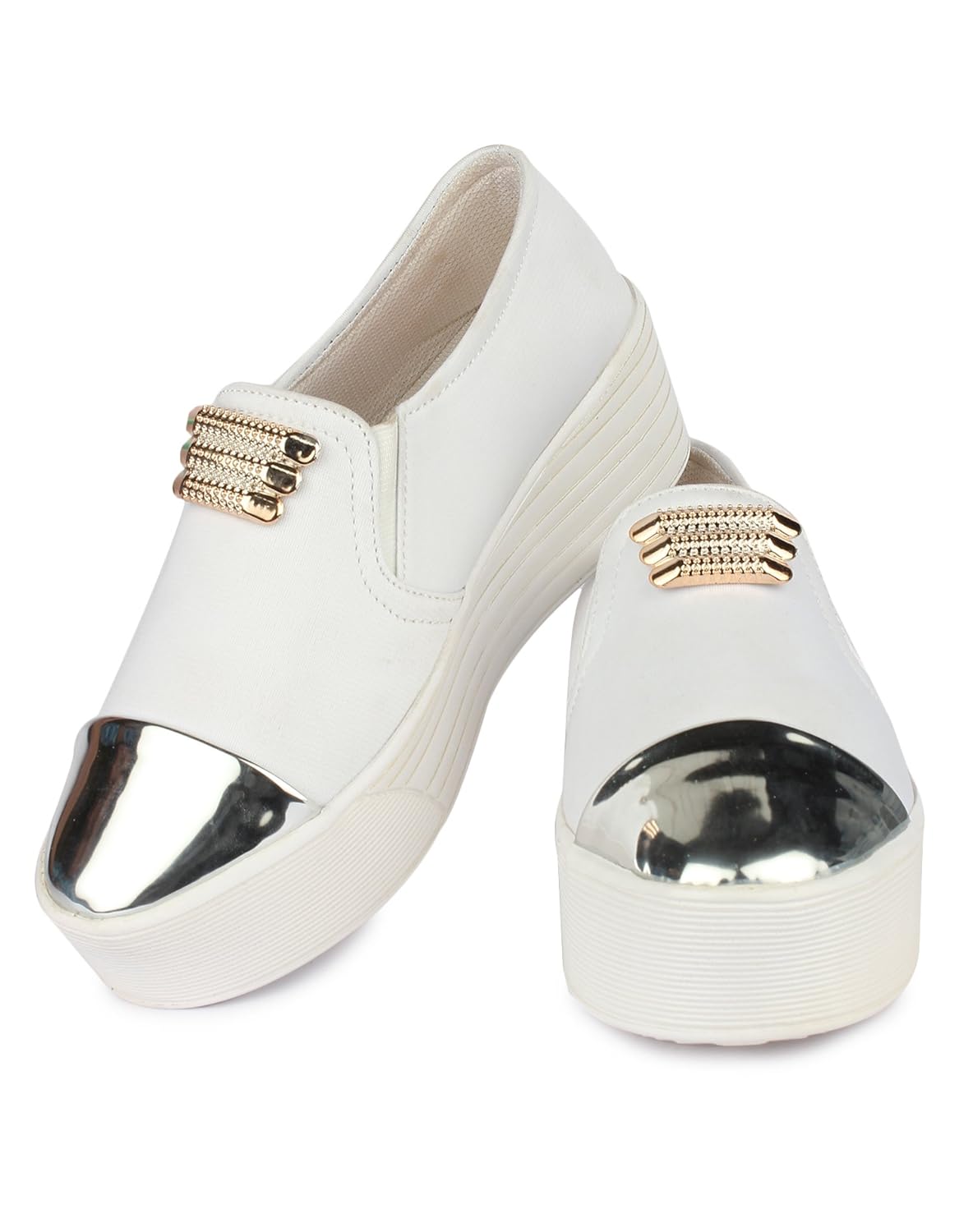 zapatoz womens fabric white color casual shoe
