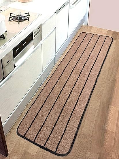 Saral Home Premium Quality Anti Slip Polyester Kitchen Runner- 40x120 cm, Brown