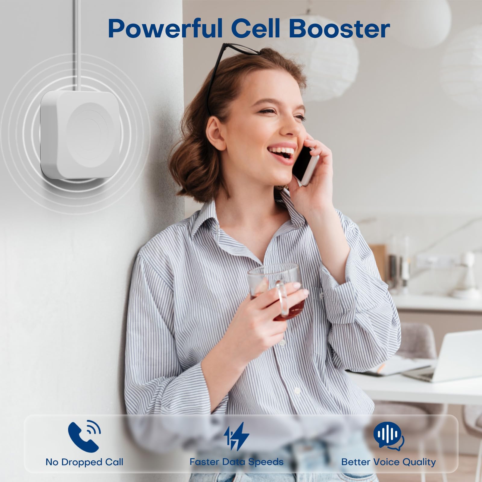 Cell Phone Signal Booster for Home and Office Up to 5500 sq ft Boost 5G 4G LTE for All US Carriers - Verizon AT&T T-Mobile & More, Cell Phone Booster with LCD & APP Service FCC Approved