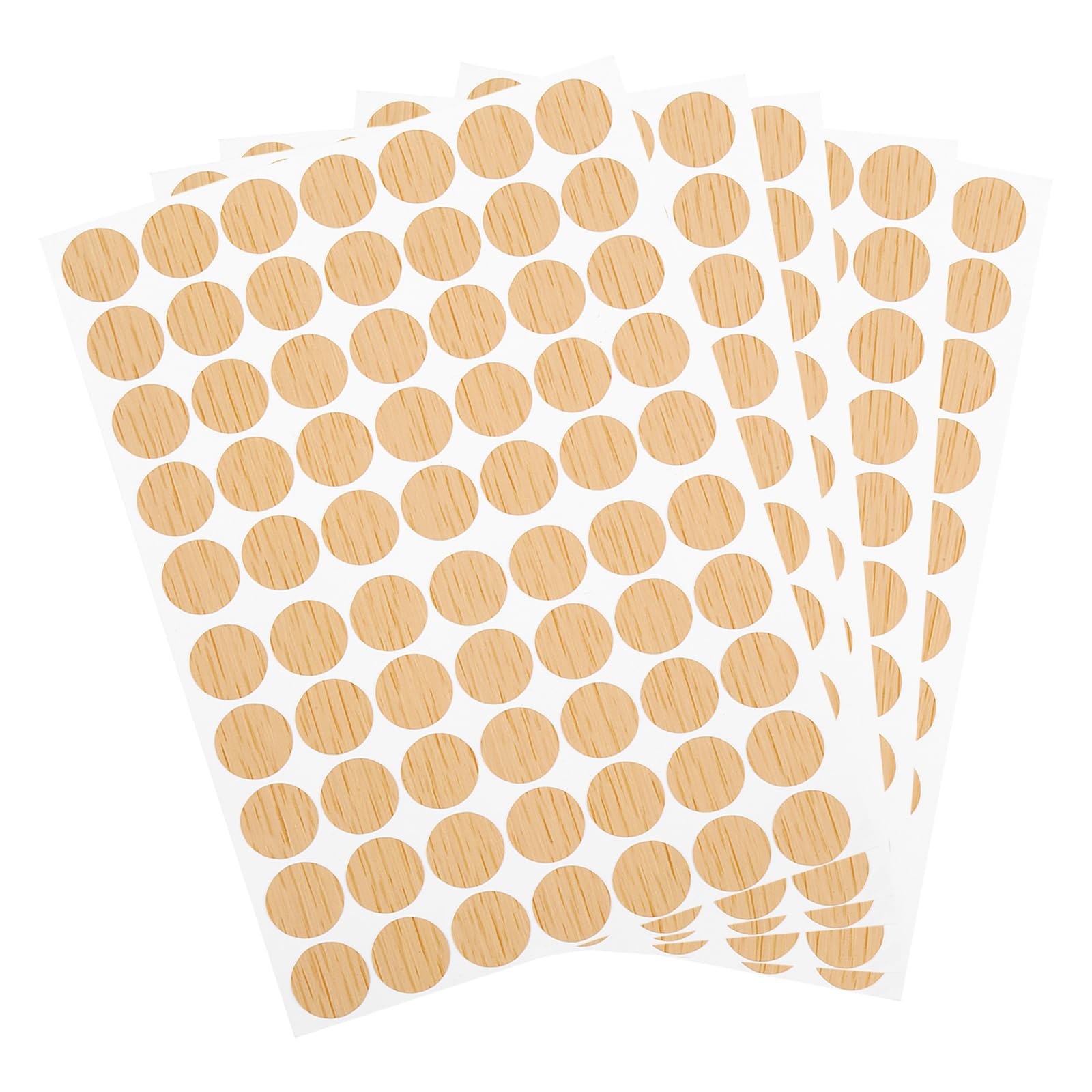 Photo 1 of uxcell 12 Sheets/840Pcs Screw Hole Stickers, 18mm/0.71inch PVC Self-Adhesive Screw Cover Sticker Dustproof Round Screw Covers Caps for Wooden Furniture Cabinet Shelve, Khaki