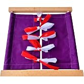 Premium Montessori Ribbon Tying Dressing Frame &ndash; Solid Beechwood Practical Life Material, Learn to Tie Bows &amp; Knots, Fine Motor Skills &amp; Self-Care Activity for Toddlers, Homeschool Classroom Kids 3-6