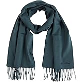 Brooks Brothers Wool and Cashmere Woven Solid Scarf with Twisted Fringe - Men's Luxury Winter Scarf, 66-inches x 12-inches