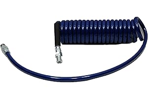 Plastair Industrial PU410-1-3-U Polyurethane Recoil Air Hose, 10' Length, 0.375" Coil OD, 125 PSI Maximum Pressure, 0.25" Coil ID