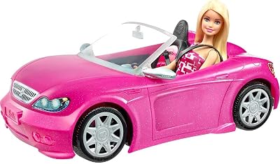 Barbie Sparkly Pink 2-Seater Convertible Car & Doll Playset DJR55