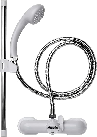 Croydex Shower Head and Hose Mixer Set with Riser Rail 1.5m Rub Clean
