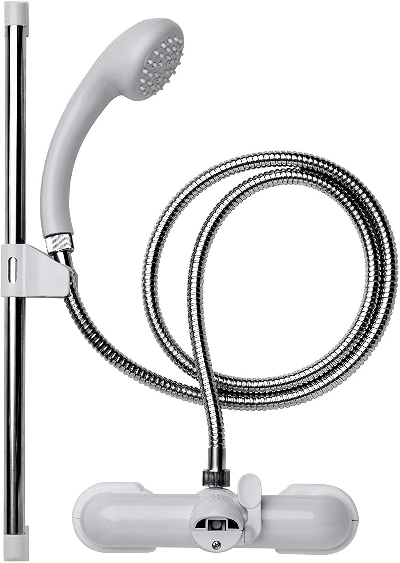 Croydex Shower Head and Hose Mixer Set with Riser Rail 1.5m Rub Clean
