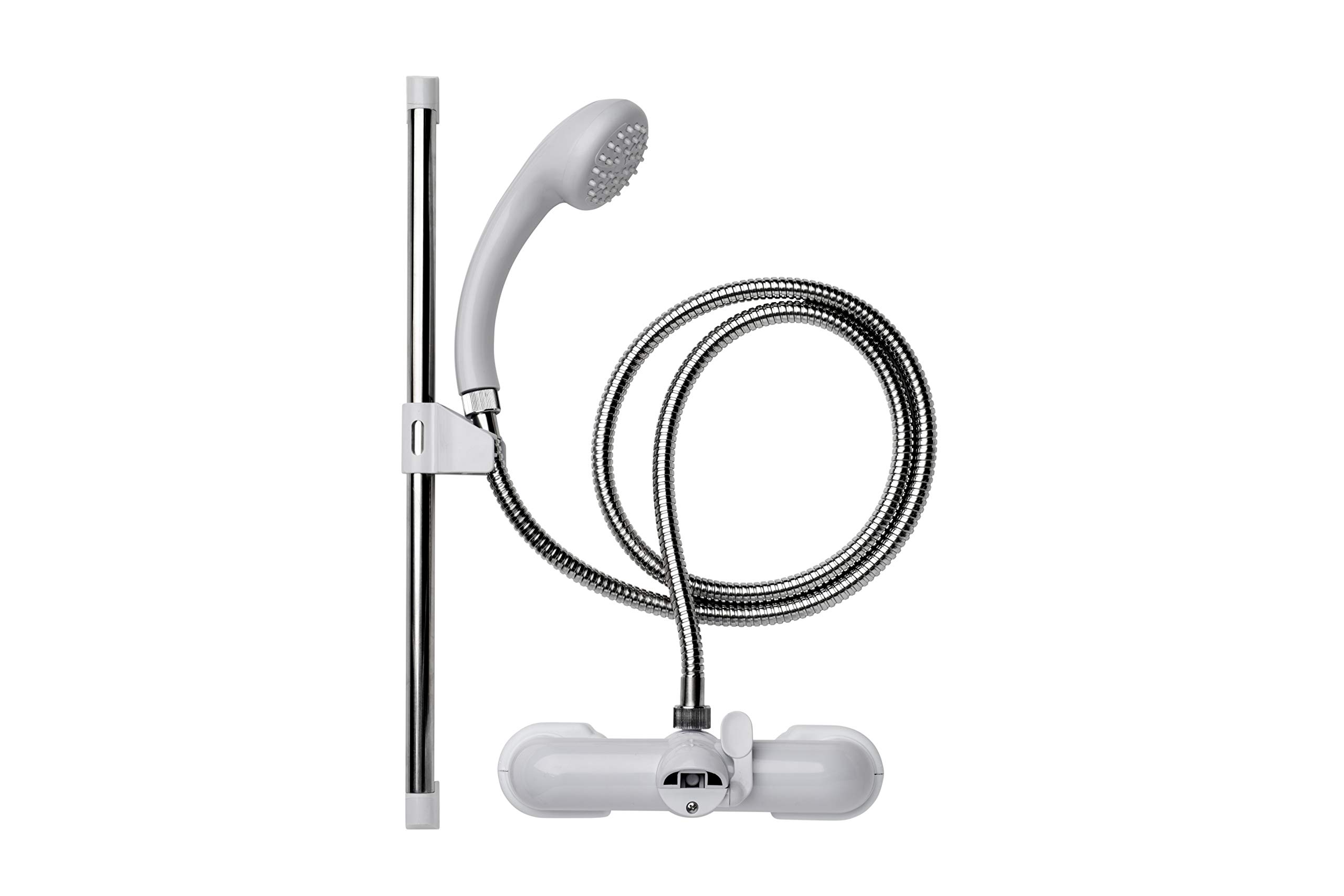 Croydex Shower Head and Hose Mixer Set with Riser Rail - 1.5m Shower Hose and Handset with Rub Clean Nozzles, Easy Install Wall Mounted Rail for Bathrooms - Ideal Hot & Cold Water Mixer — image 1