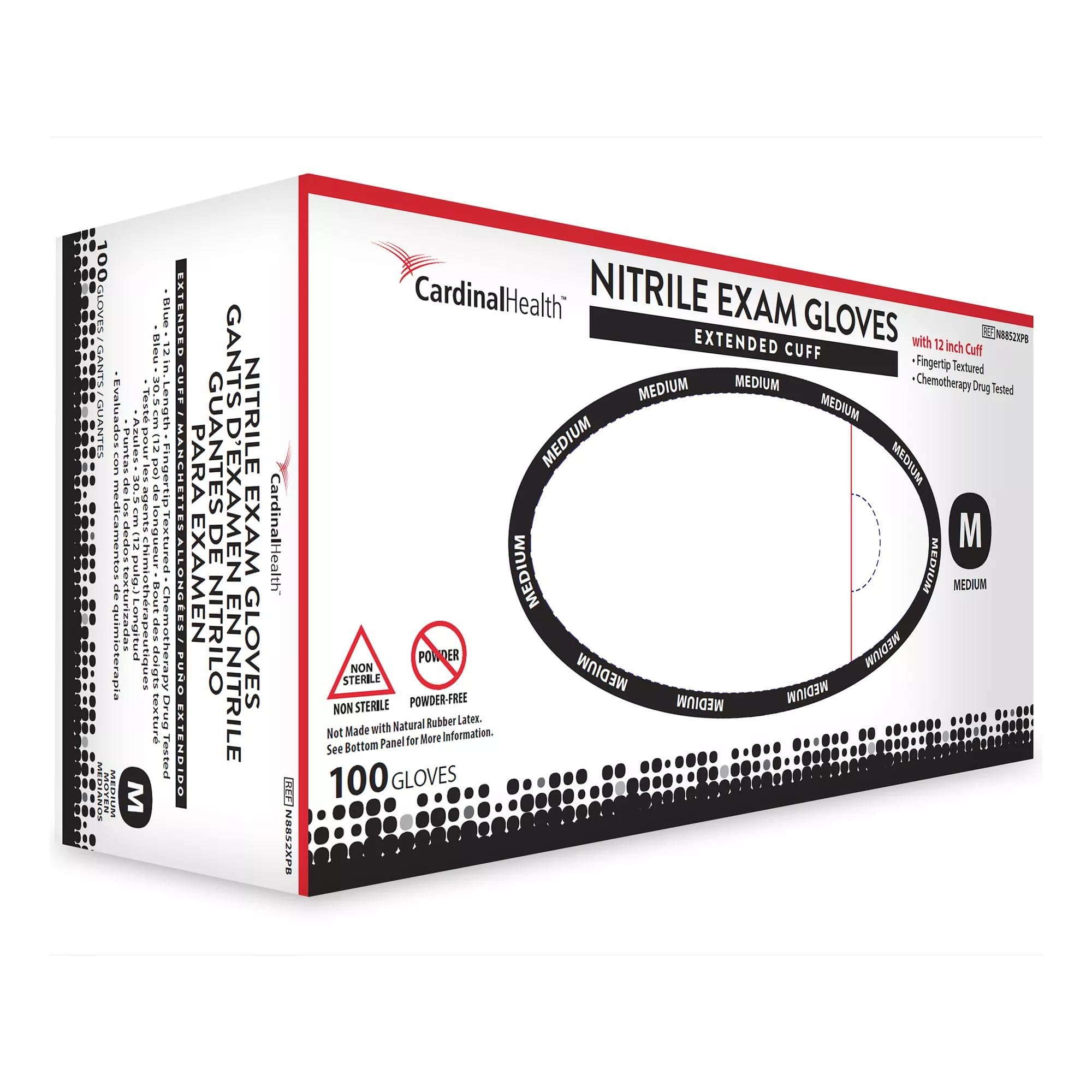 Photo 1 of **MISSING PARTS**
Cardinal Health™ Extended Cuff Nitrile Exam Gloves Blue, Md, 100EA/BX, 10BX/CS