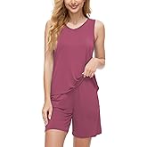 GYS Bamboo Viscose Pajamas for Women Set, Sleeveless Tank Top and Sleep Shorts, Summer Lightweight Lounge Sleepwear Pjs Set