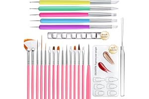 ESUOHYM Nail Art Brushes Set with Brush Stand Nail Sculpture Pen Dotting Tools For Paint 3D Nails,Nail Design Brush for Acrylic Gel Dip Powder Nail Extensions,French Manicure,for Home Salon (Pink)