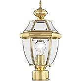 Livex Lighting 2153-02 Outdoor Post with Clear Beveled Glass Shades, Polished Brass