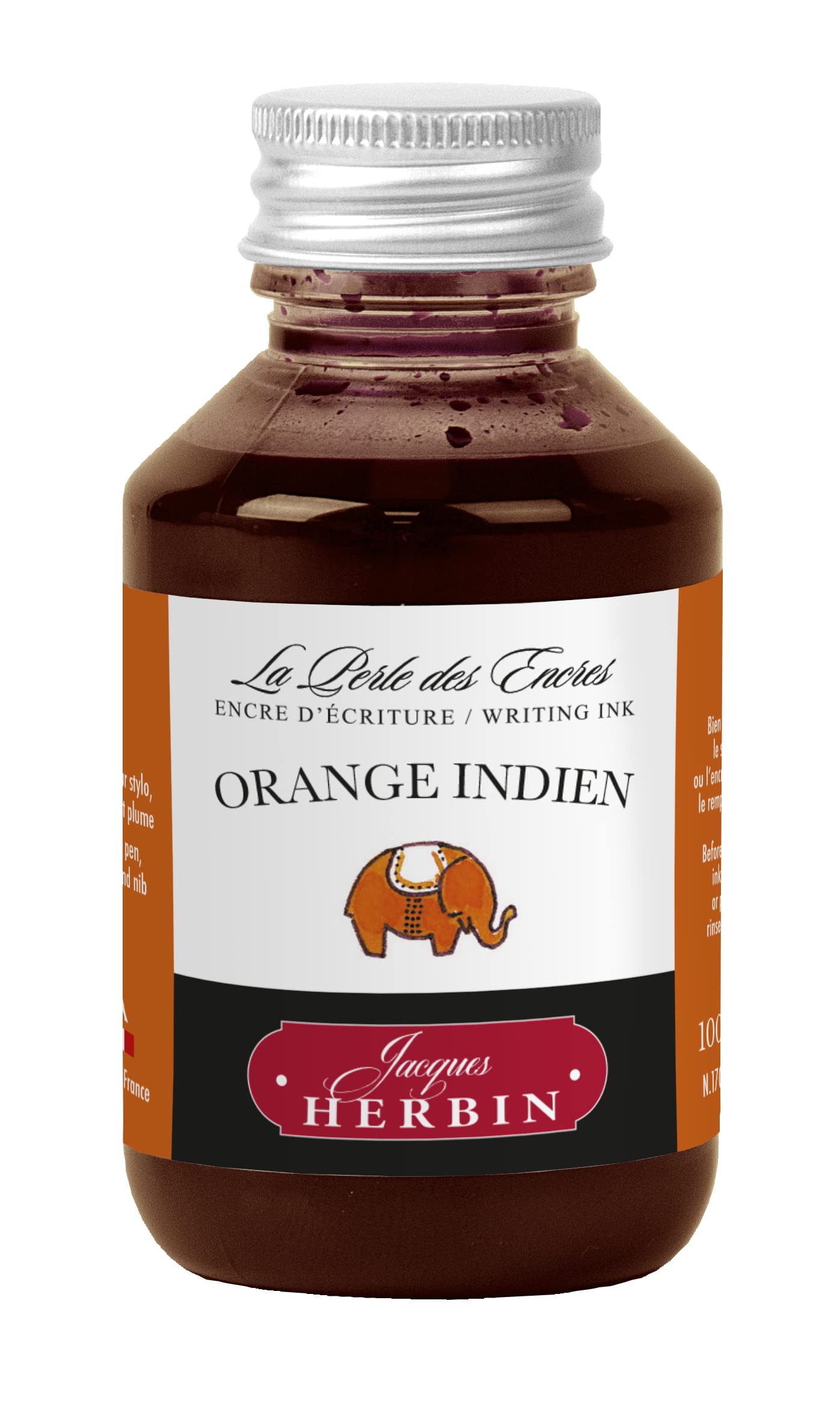 Jacques Herbin 17057T - Writing ink bottle 100ml - Fountain pens, roller pens - Orange indien - Painting - Drawing - Calligraphy - Creative - Arts & Crafts — image 1