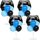 4 Sets Video Game Birthday Party Balloons Stand Kit with Game Handle Foil Balloons Black Blue Party Ball Balloon Centerpiece 