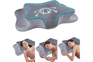 CHxxy Cervical Neck Pillow for Pain Relief Sleeping, Contour Memory Foam Pillows, Ergonomic Side Sleeper Pillows for Adults, Cooling Orthopedic Neck Support Pillow for Back Stomach Sleepers