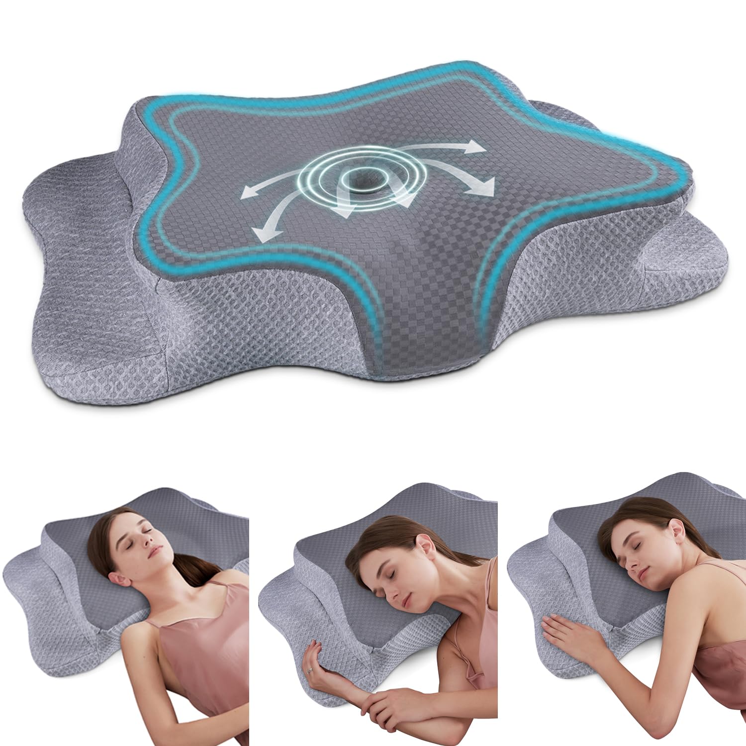 thumbnail image 2 of Cervical Orthopedic Memory Foam Pillow – Neck Massage Pillow For Better Sleep 2 of 6