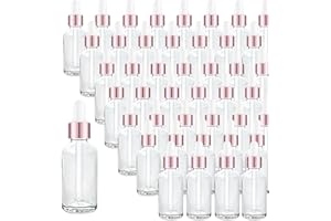 Easeen 48 Pack 2oz Clear Glass Dropper Bottles, Eye Dropper Bottles with Glass Droppers for Essential Oils, Perfumes(60ml, Rose Gold)