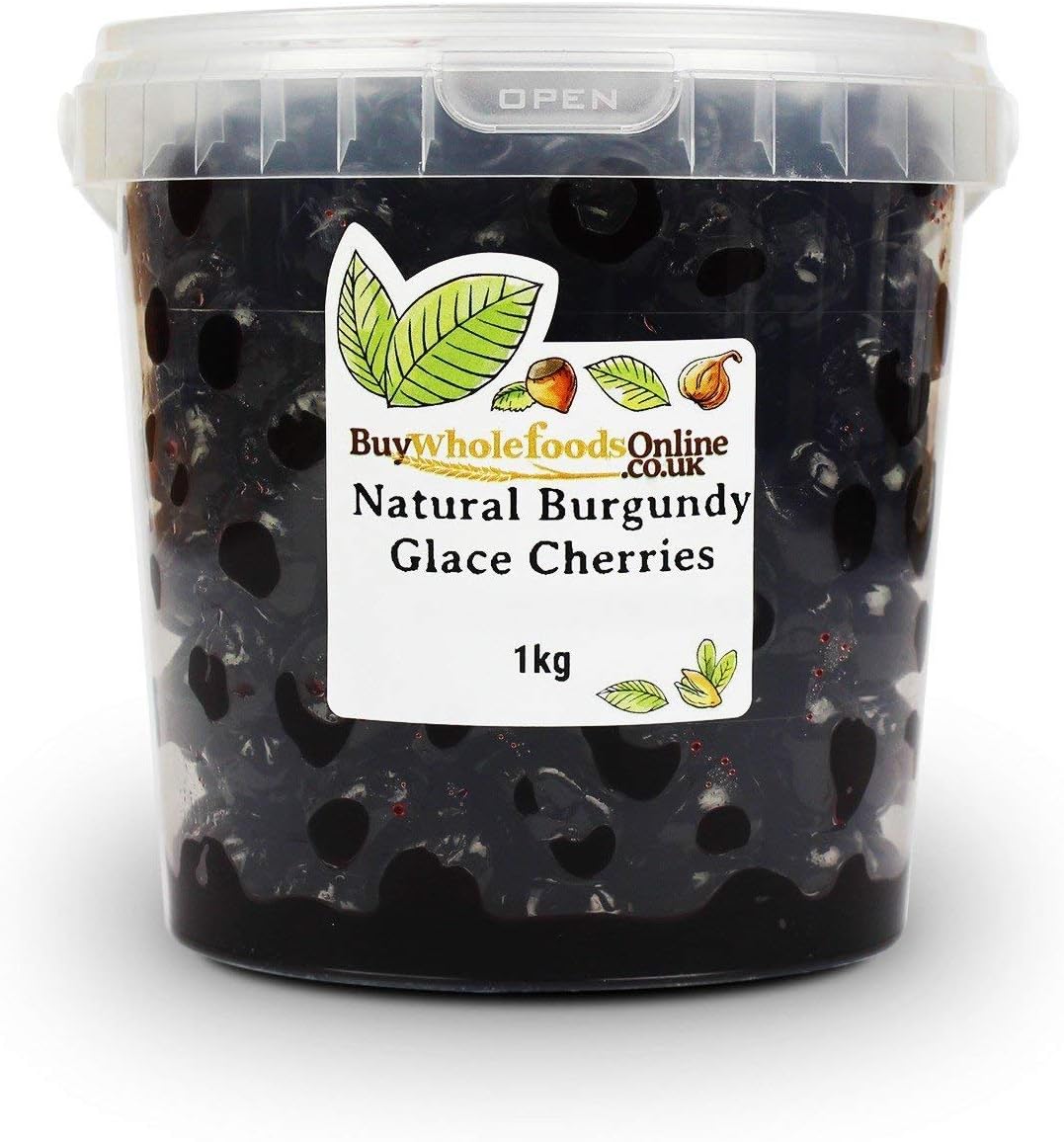 Glace Cherries, Natural Colour - Dark Burgundy 1kg (Buy Whole Foods Online Ltd.)