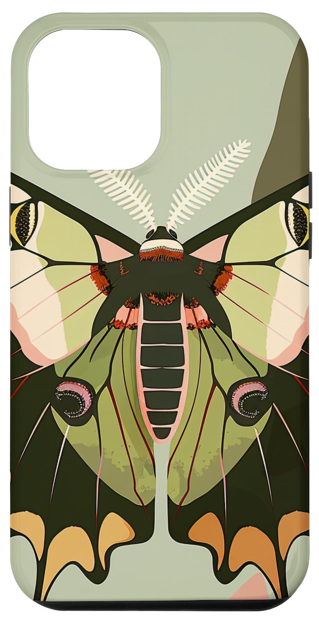 iPhone 15 Plus Sage Green Pastel Floral Luna Moth Case