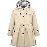 Betusline Girl's Single Breasted Trench Coat Dress Coat Outerwear, 2-14 Years