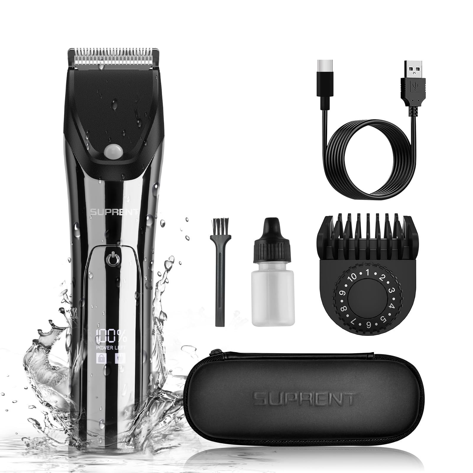 Photo 1 of SUPRENT IPX7 Waterproof Body Trimmer for Men & Women, Ceramic Blade, 90 Mins Battery Life, Bikini Trimmer, Adjustable Guard, PubicSafe™ Tech