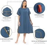 MOKANI Changing Robe Towel Poncho with Hood Dark Blue Microfiber Quick Dry view 4